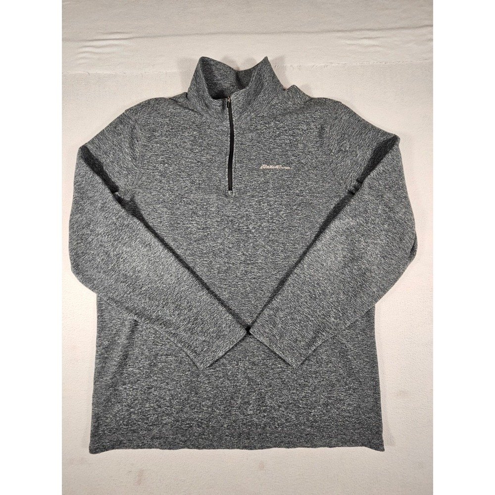 Eddie Bauer Mens Gray Marl Quarter Zip Pullover Sweater Fleece TL D1266293
